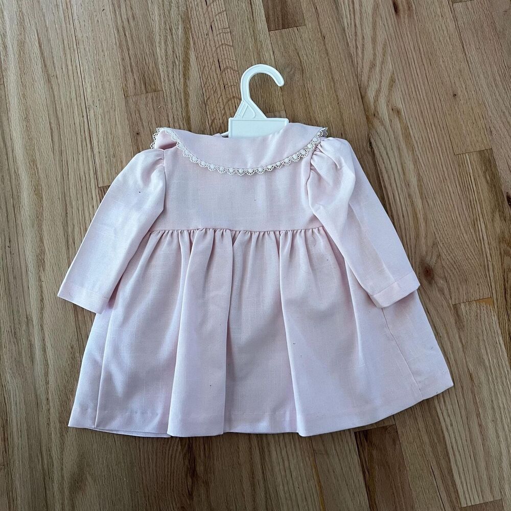 Fine vtg 90s smocked dress coat floral embroidery baby toddler 12 months - Picture 4 of 8